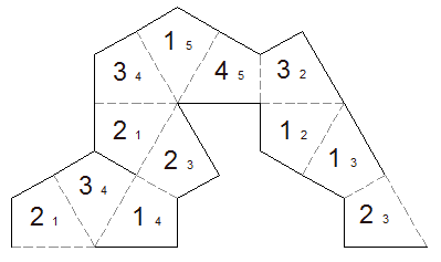 template for 12-leaf kite hexaflexagon