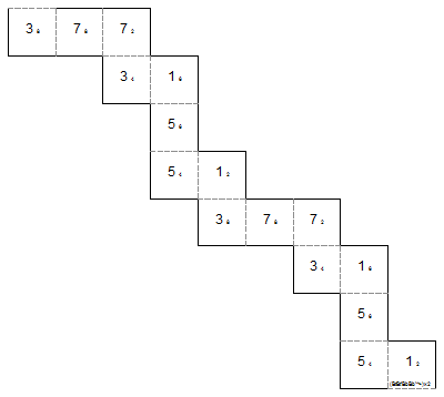 template for square tetraflexagon with generating sequence (BtBt'BbBb'^>)x2